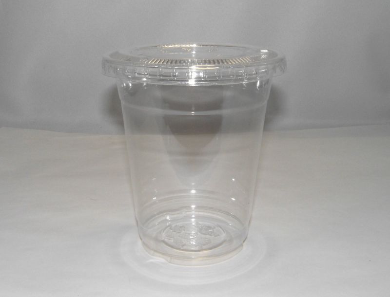 画像1: プラスチックジュースカップ１２オンス（フタ付き）10個組
